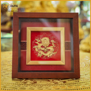Tranh rồng dát vàng kích thước 23x23cm
