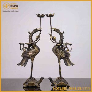 Đôi hạc đồng vàng hai lai cao 45cm