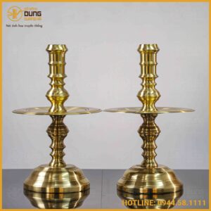 Đôi nến trơn bằng đồng catut cao 45cm