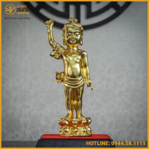 Tượng Phật đản sinh đồng vàng dát vàng đài loan cao 38cm