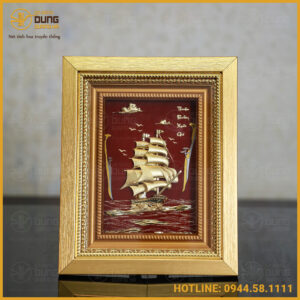 Tranh quà tặng thuận buồm xuôi gió dát vàng kích thước 20x25cm