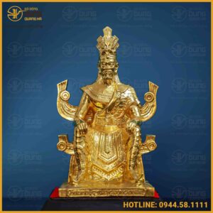 Tượng vua Hùng đồng vàng dát vàng kích thước 28x15cm