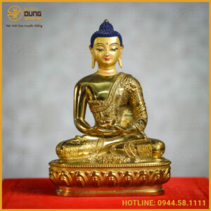 Tôn tượng A Di Đà đồng Đài Loan 16cm x 11,5cm x 7cm