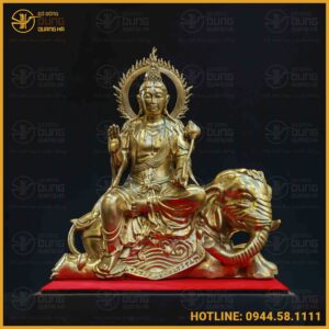 Tượng Bồ Tát Phổ Hiền Vương Như Lai đồng vàng mộc kích thước 30x30x15cm nặng 5kg