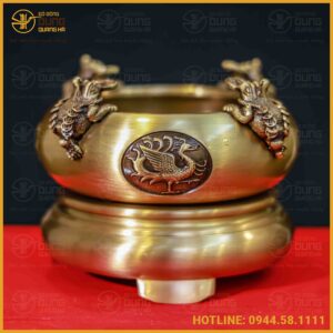 Trầm xoay đồng vàng cao 10cm đường kính 11cm