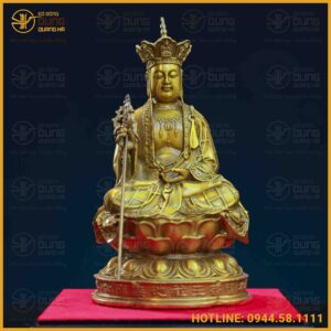 Tượng Địa Tạng Vương Bồ Tát bằng đồng vàng cao 30cm