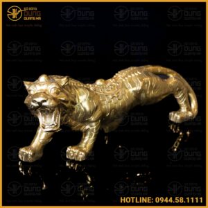 Tượng hổ bằng đồng vàng cao 25cm