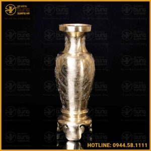 Lọ hoa ám hoa sen bằng đồng catut cao 33cm