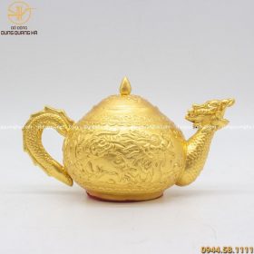 Ấm trà bằng đồng mạ vàng cao 10cm độc đáo tinh xảo