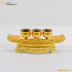 Bộ ngai chén thờ bằng đồng thếp vàng 9999