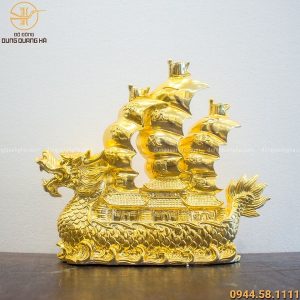 Thuyền rồng phong thủy bằng đồng mạ vàng 24k độc đáo