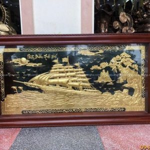 Tranh Thuận Buồm Xuôi Gió thếp vàng 9999 kích thước 1m7x90cm
