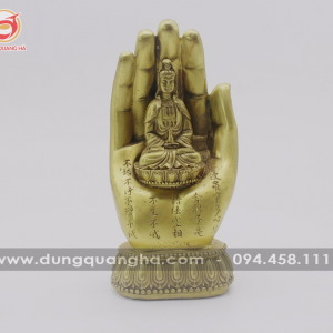 Tượng bàn tay Phật Quan Âm bằng đồng vàng mộc