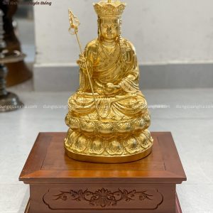 Tượng Bồ Tát Địa Tạng thếp vàng 9999 tôn nghiêm cao 30cm