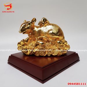 Tượng chuột phong thủy bằng đồng mạ vàng 24k