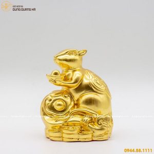 Tượng chuột phong thủy phúc lộc bằng đồng thếp vàng 9999