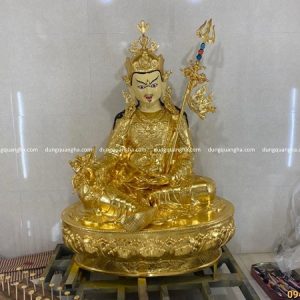 Tượng Đức Phật liên hoa sinh cao 1m5 đồng đỏ thếp vàng