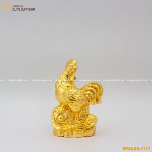 Tượng gà trống bằng đồng thếp vàng - mẫu thiết kế đẹp