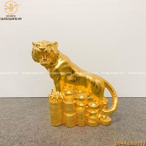 Tượng hổ bằng đồng thếp vàng 9999 cao 28cm độc đáo