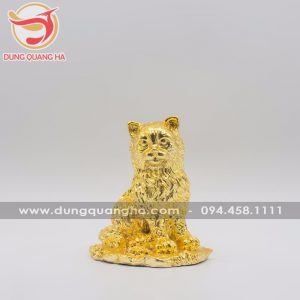 Tượng mèo phong thủy bằng đồng mạ vàng
