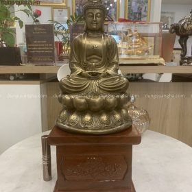 Tượng Phật A Di Đà bằng đồng cao 30cm hun giả cổ