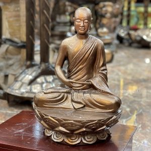 Tượng Phật Hoàng Trần Nhân Tông tọa thiền bằng đồng cao 50cm