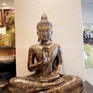 Tượng Phật nghệ thuật decor cao 1m bằng đồng đỏ hun giả cổ
