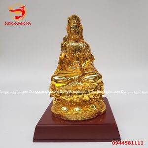 Tượng Phật Quan Âm bằng đồng mạ vàng trang nghiêm