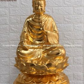 Tượng Phật Thích Ca bằng đồng dát vàng 9999 cao 67cm