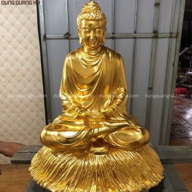 Tượng Phật Thích Ca cao 60cm bằng đồng thếp vàng 9999