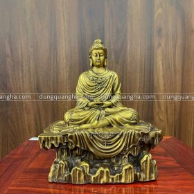 Tượng Phật Thích Ca ngồi Thiền trên bệ đá kích thước 20x17x12 cm