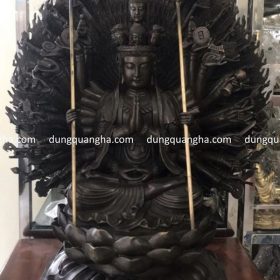 Tượng Phật Thiên Thủ Thiên Nhãn bằng đồng hun đen cao 61 cm