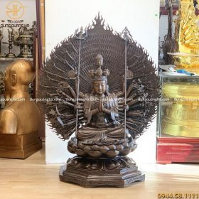 Tượng Phật Thiên Thủ Thiên Nhãn cao 1m3 đồng vàng hun giả cổ